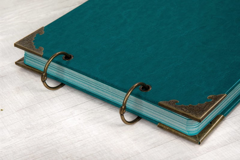 potricher 10 x 10 Inch Leather Hardcover 80 Pages DIY Scrapbook Photo Album Blank Craft Paper Wedding Anniversary Family Photo Scrapbook Album (Blue, 10 x 10 Inch) - Image 4